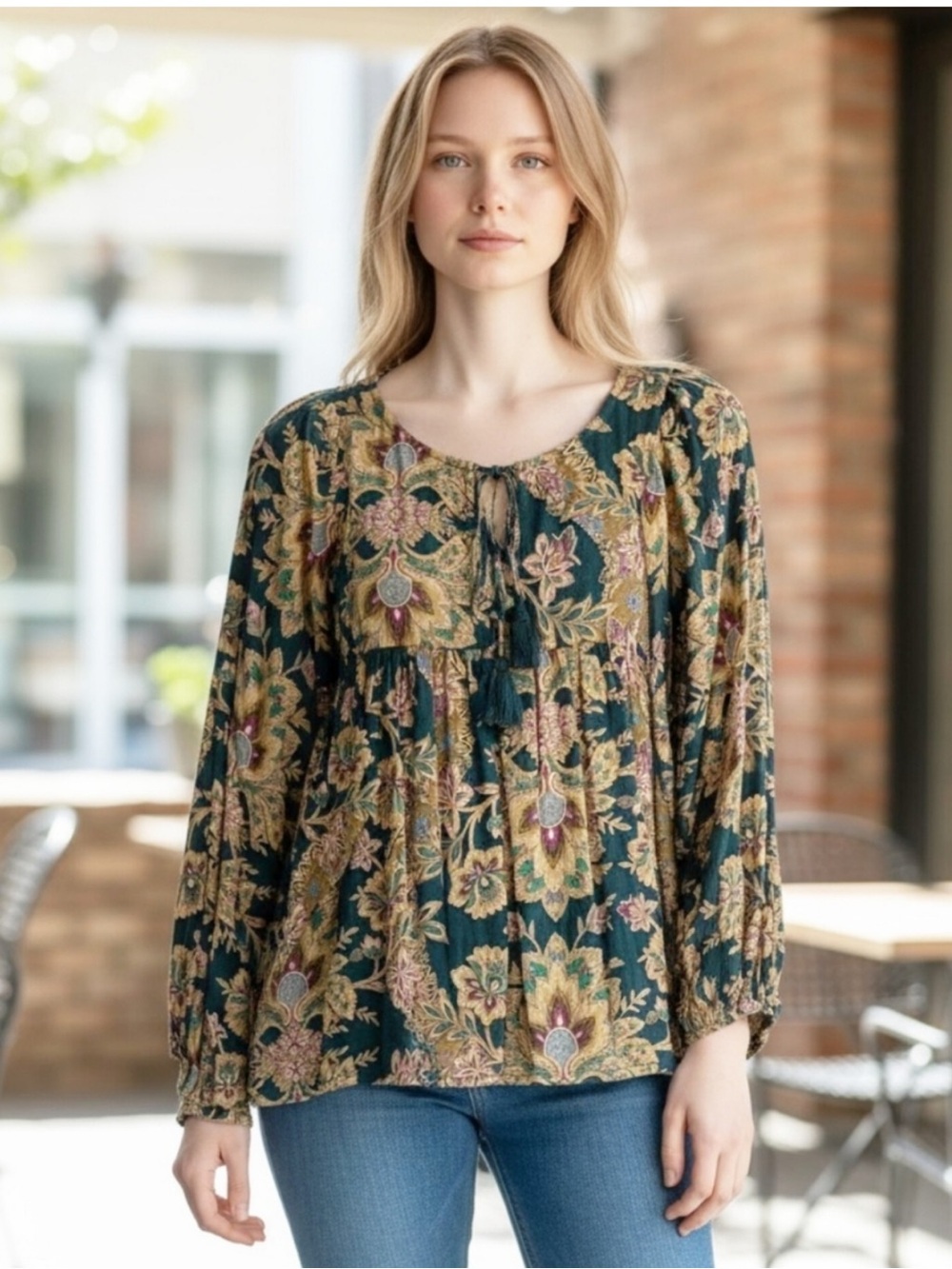 Ralph Lauren Denim & Supply Floral Print Peasant Top L